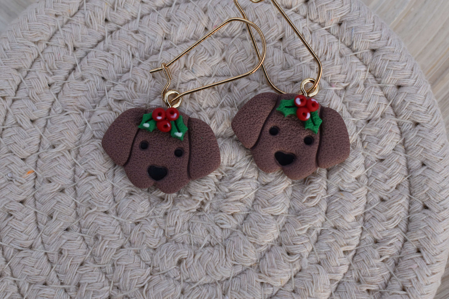 Handgemachte Ohrringe - Winter Pups - Brown Edition