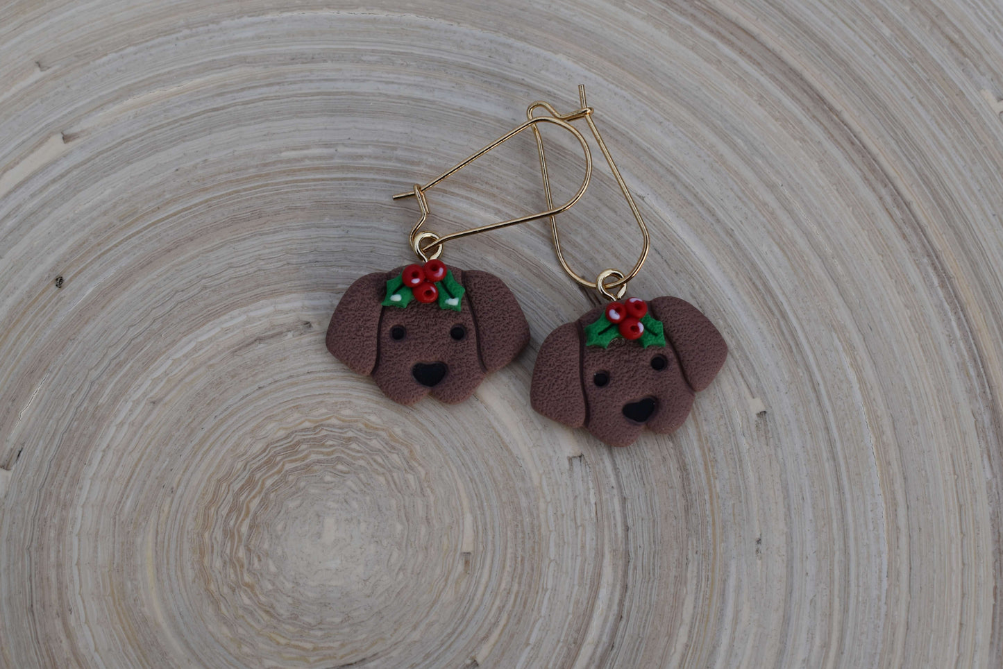 Handgemachte Ohrringe - Winter Pups - Brown Edition