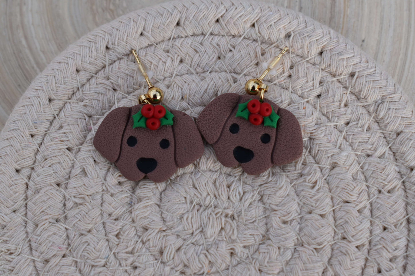 Handgemachte Ohrringe - Winter Pups - Brown Edition