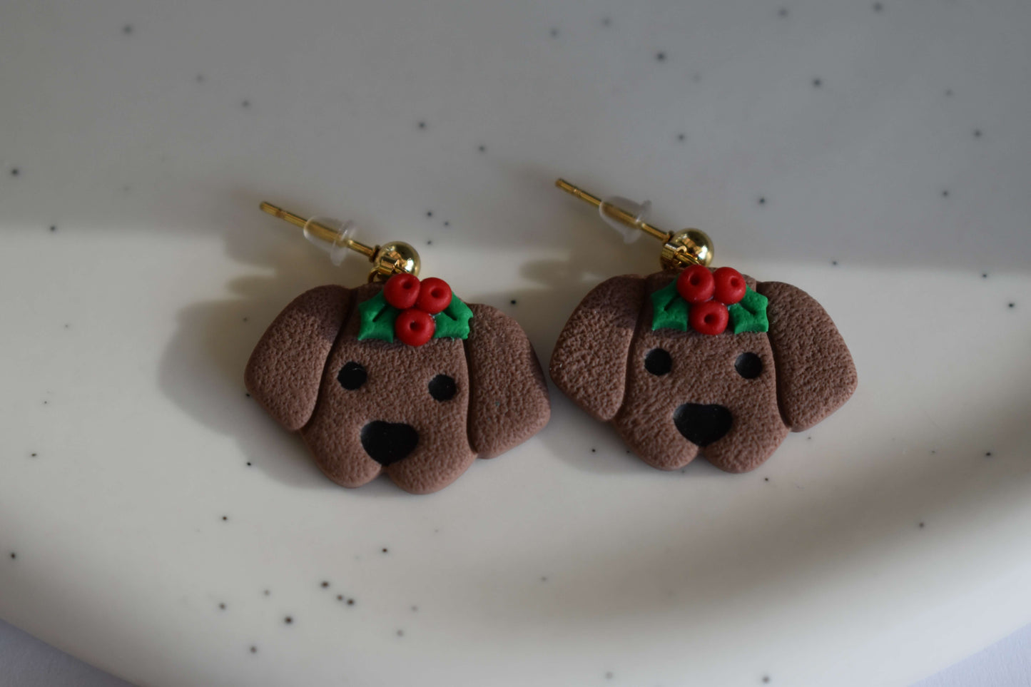 Handgemachte Ohrringe - Winter Pups - Brown Edition