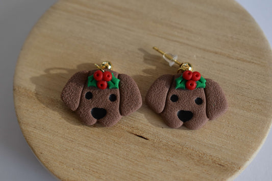 Handgemachte Ohrringe - Winter Pups - Brown Edition