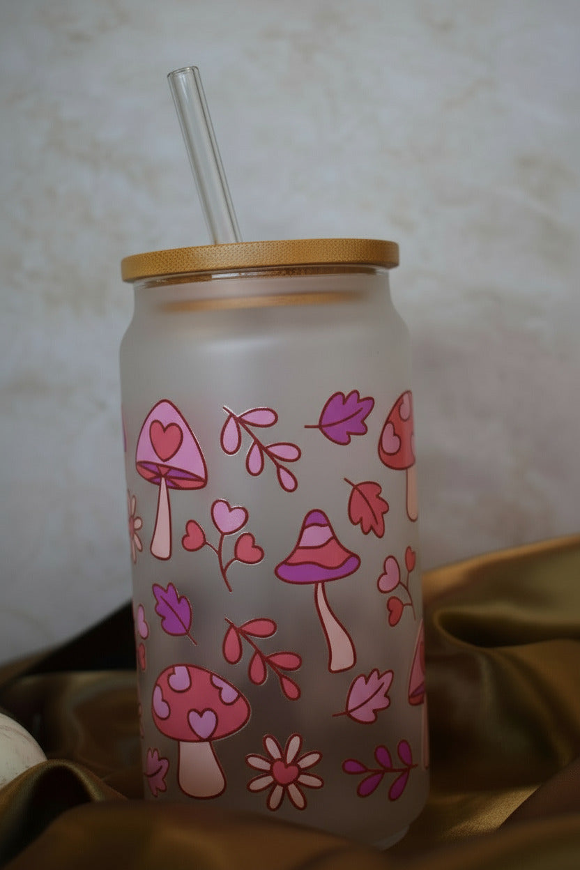 Trinkglas - "Pink Mushroom Meadow"