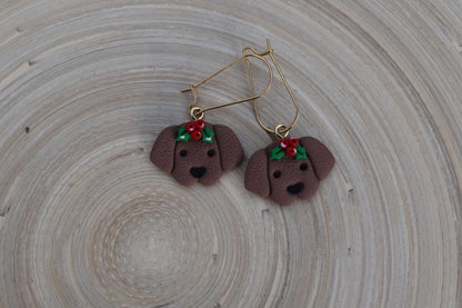 Handgemachte Ohrringe - Winter Pups - Brown Edition