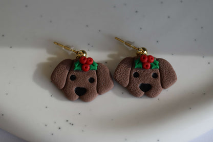 Handgemachte Ohrringe - Winter Pups - Brown Edition
