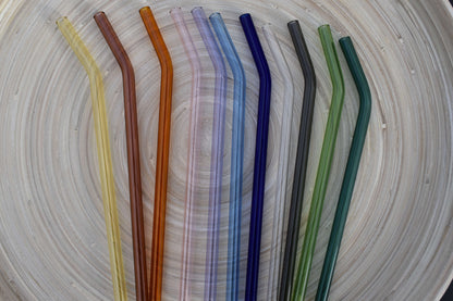 Glasstrohhalm gebogen - in 11 Farben