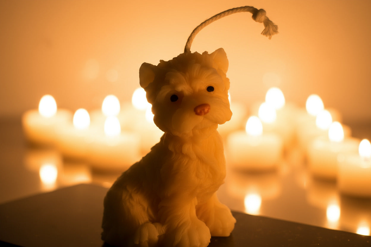 Rapeseed wax candle "Puppy Glow" - Westie Edition