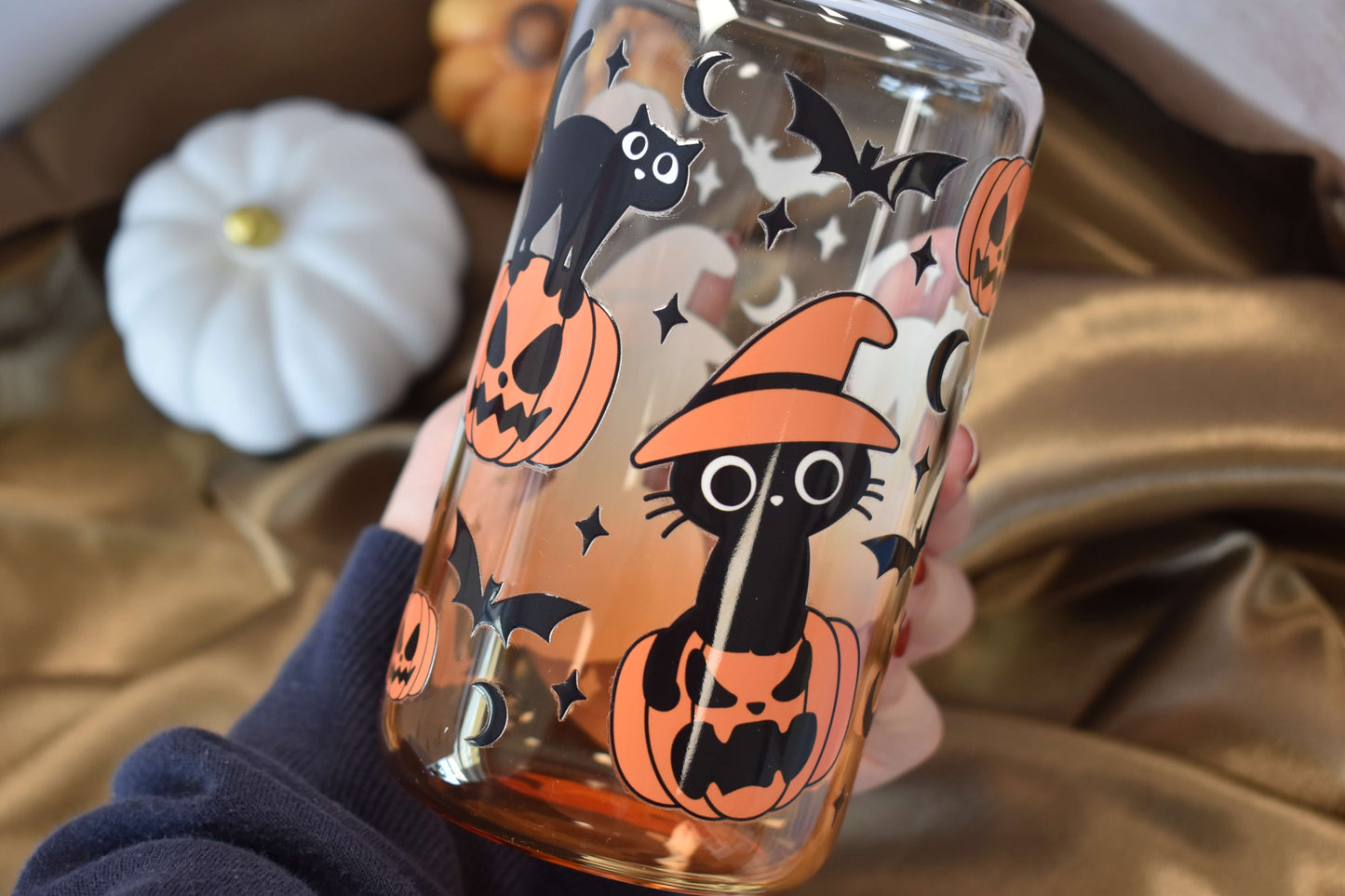 Ombré Trinkglas - "Purr & Pumpkin"