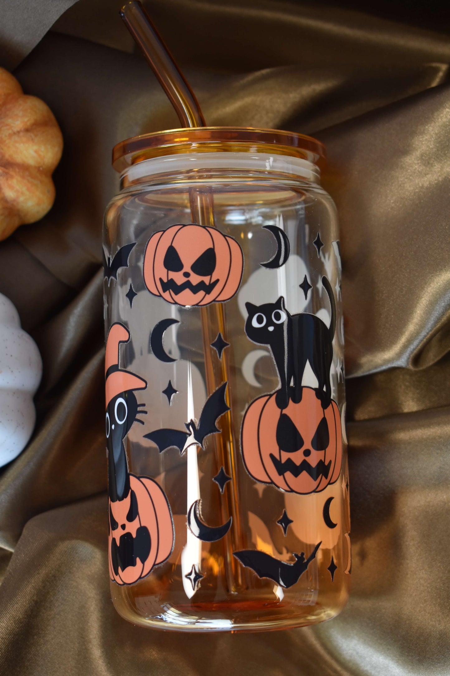 Ombré Trinkglas - "Purr & Pumpkin"