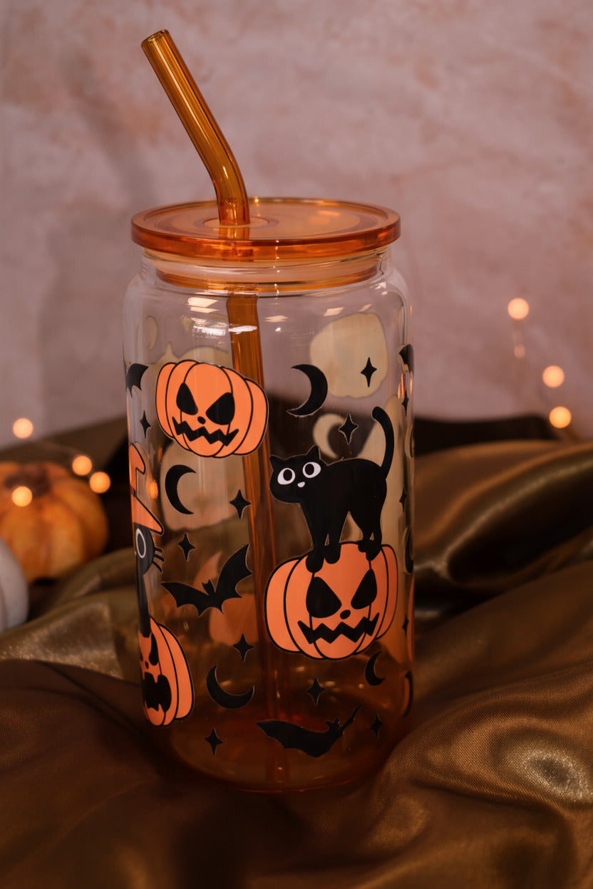 Ombré Trinkglas - "Purr & Pumpkin"