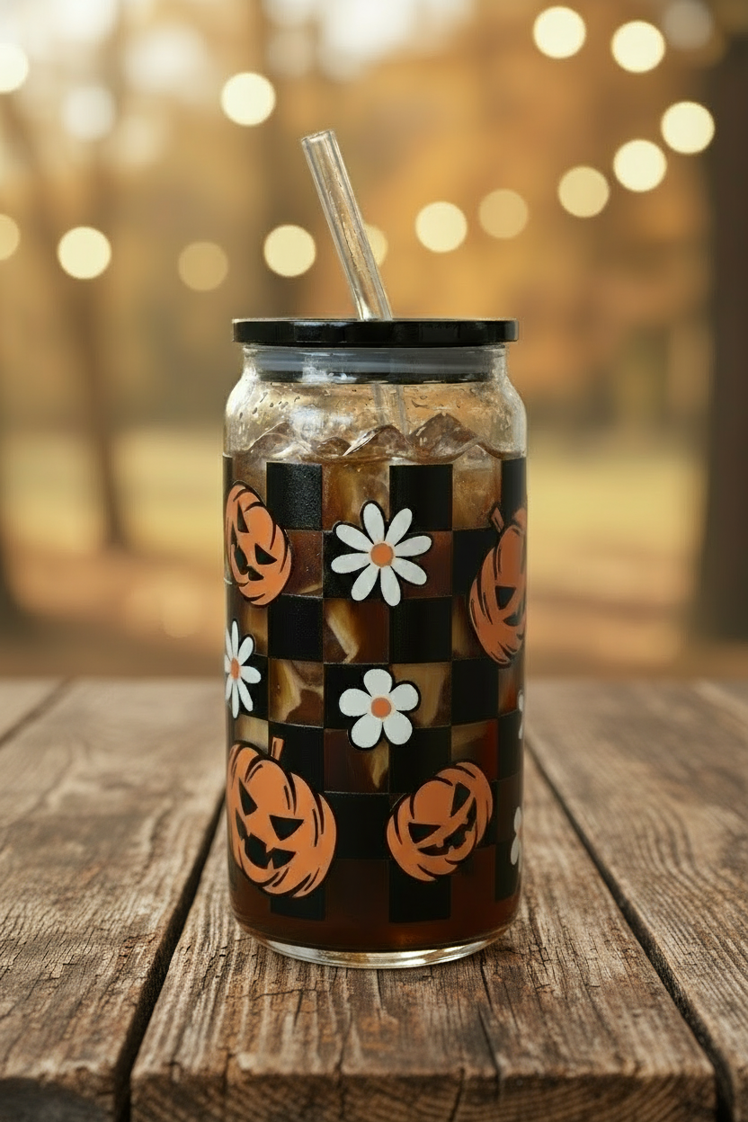 Trinkglas - "Checker Pumpkin"