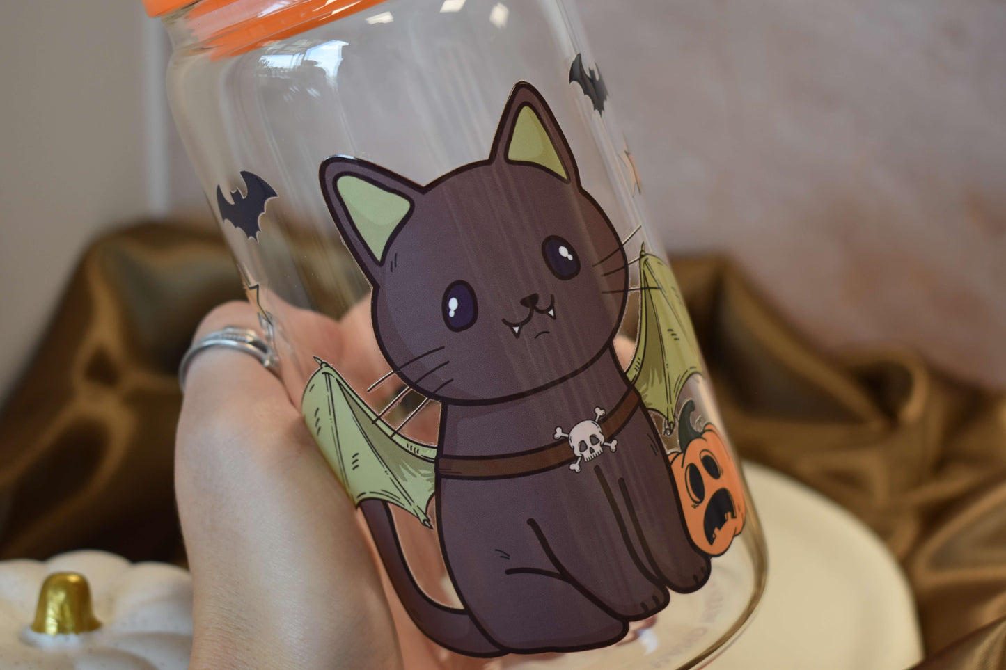 Halloween Trinkglas - "Bat Cat"