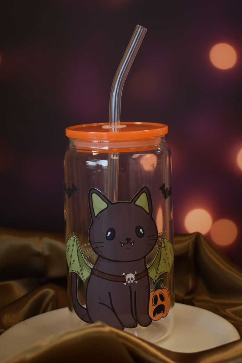 Halloween Trinkglas - "Bat Cat"