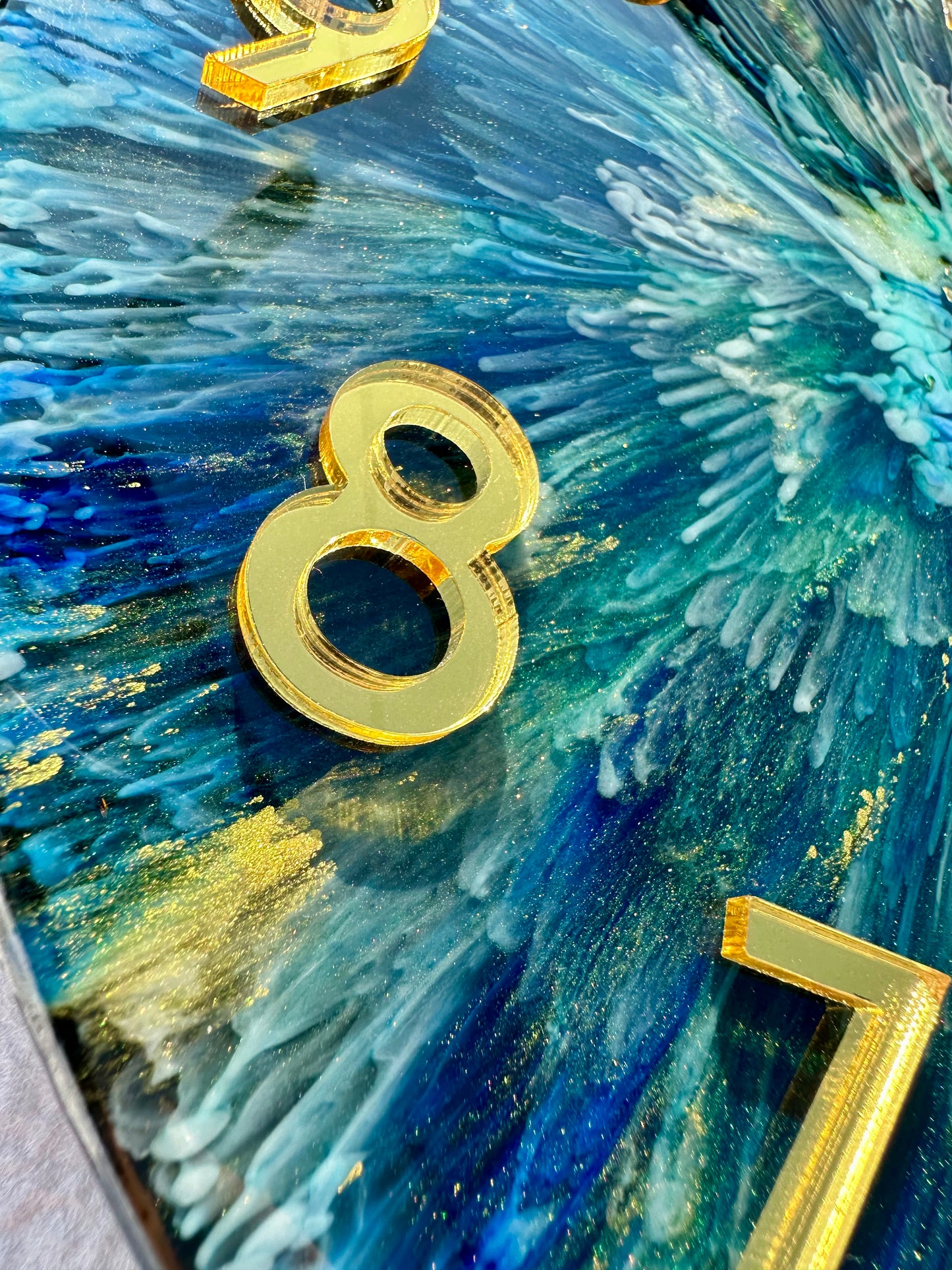 Wanduhr Epoxidharz - Edition Ocean Bloom