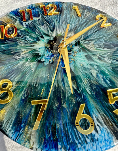 Wanduhr Epoxidharz - Edition Ocean Bloom