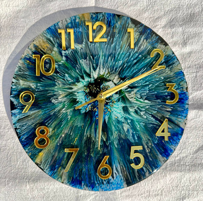 Wanduhr Epoxidharz - Edition Ocean Bloom