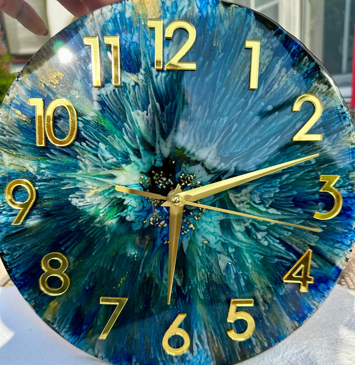 Wanduhr Epoxidharz - Edition Ocean Bloom