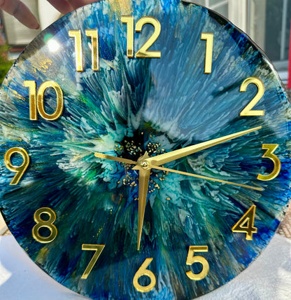 Wanduhr Epoxidharz - Edition Ocean Bloom