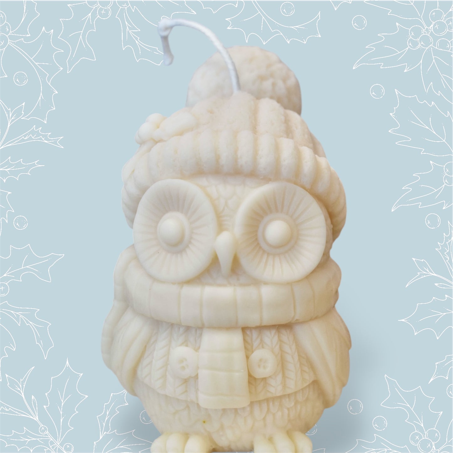 Handgemachte Rapswachskerze "Winter Owl"
